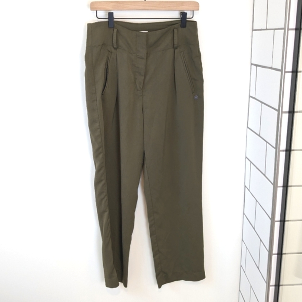 Anthropologie Numph Green High Waisted Trouser Ankle Pants